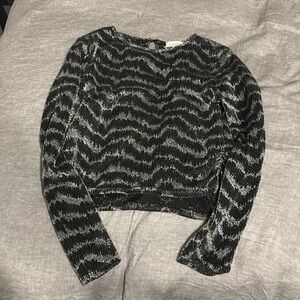Topshop Sparkly Grey and Black Long Sleeve Top